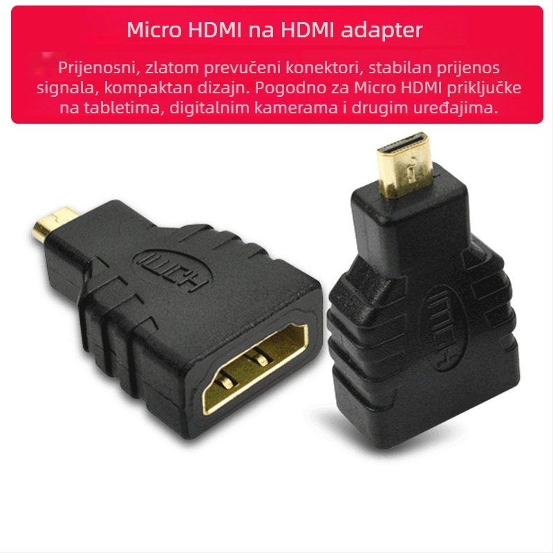Joist Micro HDMI na HDMI adapter, mini konverter kabel za digitalne uređaje, bakrena žica, pozlaćena, duljina 1–10 cm