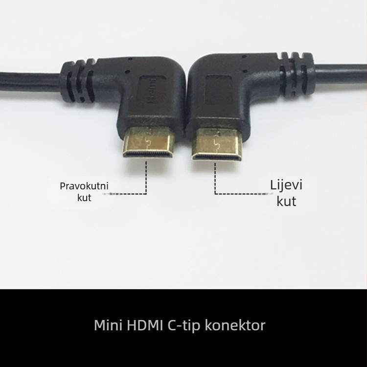 Cloud Outreach Mini HDMI–HDMI kabel, 90° kut, duljina 1 m, zlatni kontakti, HDMI 1.4, bakar bez oksidacije