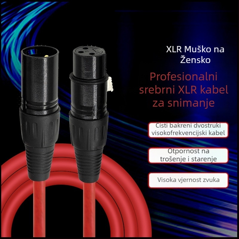 Audio kabel za kondenzatorski mikrofon, zaštitni balansirani kabel, bakreni vodovi, jezgra od čelika prekrivenog bakrom
