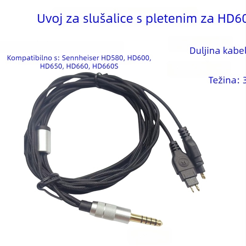 Audio kabel za slušalice HD580/HD600/HD650/HD660S – zlatno obloženi, jezgro od bakra sa premazom srebra, bezoksidni bakreni vodič, IS9001 certificiran