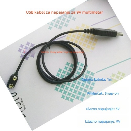 Punjač za power bank, USB napajanje, 9V boost izlaz, sučelje s tipkom-klipom, kabel za punjenje baterije