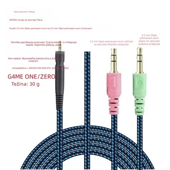 Audio kabel za Sennheiser GSP350/GSP500/GSP600/GSP670 – zlatna prevlaka, jezgro od visokocistog bakra, kompatibilan s digitalnim uređajima, ROHS certificiran