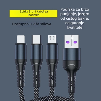 LC Najlonski pleteni Type-C 3-u-1 kabel za brzo punjenje, 120W