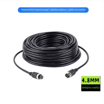 Kabel za produžavanje kamere stražnjeg pogleda kamiona, četverokanalan AV video, 3 m, bakreni vodič, dvostruko oklopljen, 12–36V