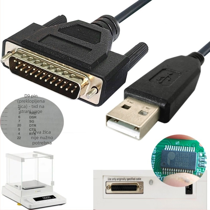 RS232 podatkovni kabel za Sartorius CPA225D analitičku vagu (135 g, RoHS, OEM)