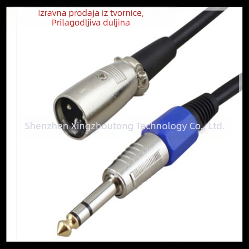 Audio kabel XLR na 6,35 mm TRS, balansiran, niklirano bakreno jezgro, bakreni vodič s cinkovim premazom, kompatibilan s digitalnim uređajima, 50 g