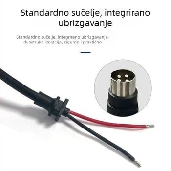 Napajanje i video kabel s avionskim 4‑pin muškim utikačem za kamionsku kameru za vožnju unazad, s zaključnim pinom i lemovanim krajem, duljina 0,3–2 m