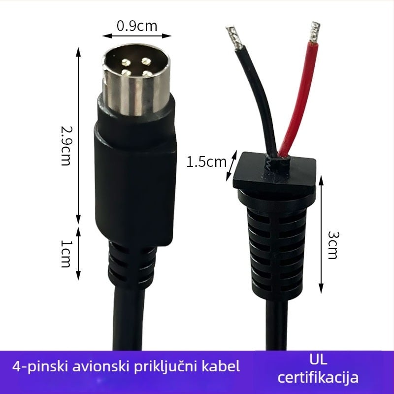 Kabel s 4 jezgre s avion-konektorom za vozila – napajanje i video za kameru za vožnju unatrag, duljina 0.3-2 m, prilagođeni uzorci