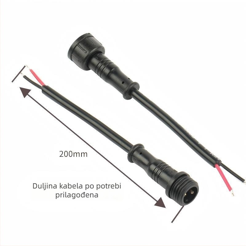 M12 vodootporan konektor za LED traku - inline muški i ženski spojnik za vanjsku solarnu rasvjetu
