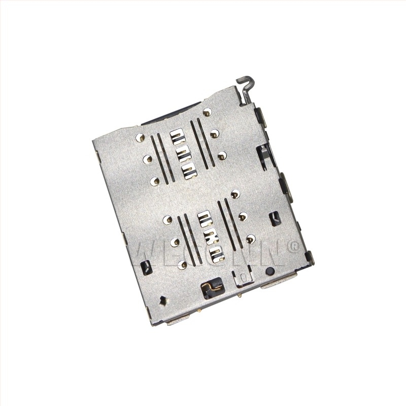 Držač NANO SIM, dvostrani NANO SIM 2-u-1 s ladicom za karticu, otporan na visoke temperature, 12 pinova, LCP izolator, fosfor brončani kontakti, model WL-135D215-01, za 3C digitalne uređaje