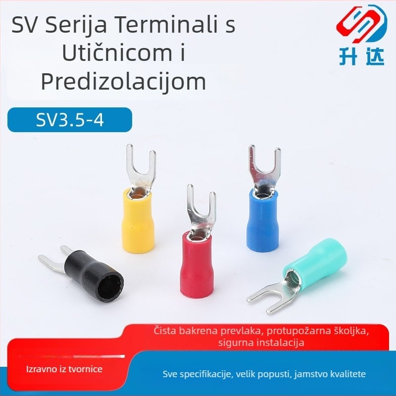 SV3.5-4 Hladno presovani terminal s vrhovima u obliku vilice, U- i Y-oblik, prethodno izolirana bakrena vrh, 500 komada, za 3C digitalno