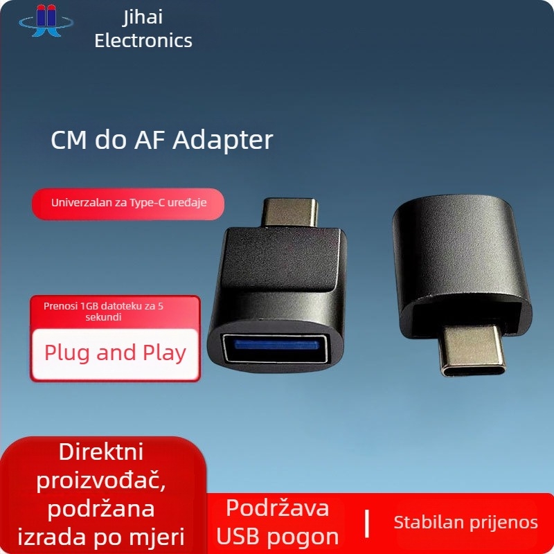 OTG USB-C na USB-A adapter, USB-C muški priključak na USB-A ženski priključak, s korak konektorom, 10 Gbps