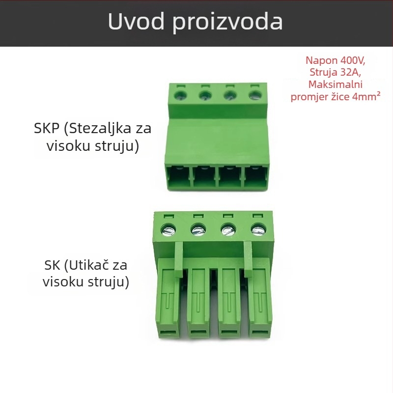 2EDGSKP-7.62mm Visok Tok 32A Bez Lemljenja Plug-In Terminalni Blok 2EDG-7.62mm