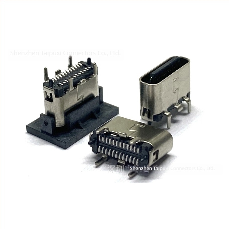 Type-C 24‑pin vertikalna PCB utičnica, ultra kratka, visina 5,7 mm, duljina pinova 1,3 mm, vertikalno USB sučelje