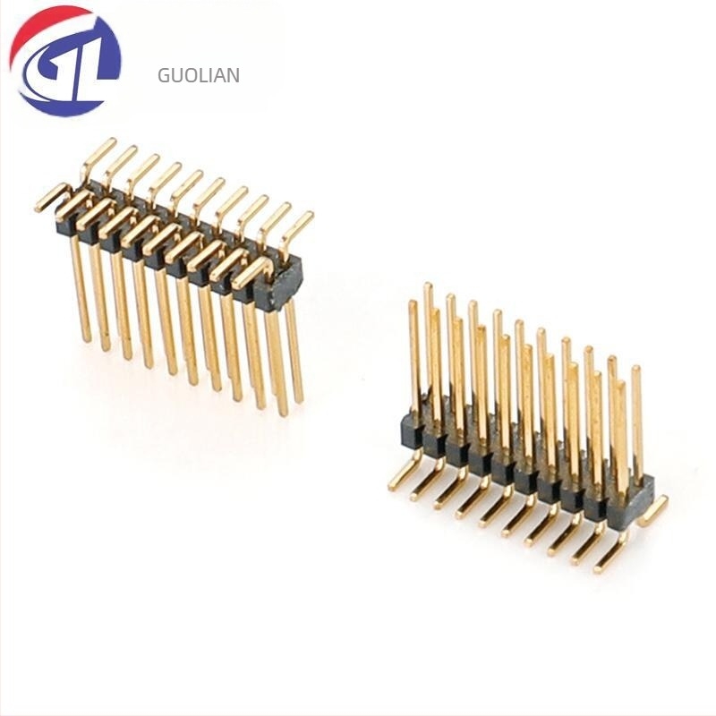2,54 mm razmak dvostruki red pravih pinova, bakar zlatno ili cinkano premaz, verzije 2×2–2×15