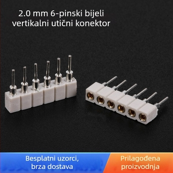 RGB LED trak konaktor 2.0, SMD priključak, 6-pinski, bijeli, uspravni, s kružnim otvorima