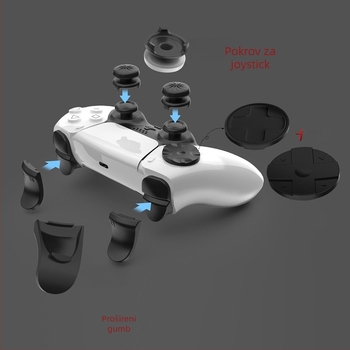 Nine Degrees PS5 dodatak za kontroler: skup 8-u-1 tipki s gljivastim kapicama na analognim palicama, križni gumb, Plum Blossom gumb i produžni gumb; materijal ABS + ljepilo 3M; kompatibilan s PS5 gamepadom