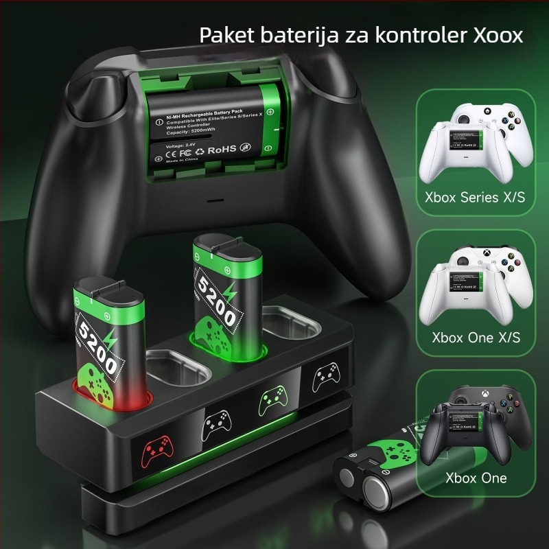 Bežični kontroler Xbox Series X|S – punionica 4u1 s punjivim baterijama