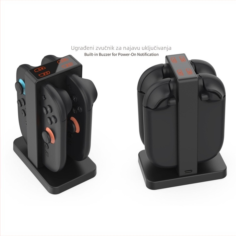 DOBE Switch2 4-slotna stanica za punjenje za lijevi i desni Joy-Con s indikacijom punjenja, Type-C, ABS