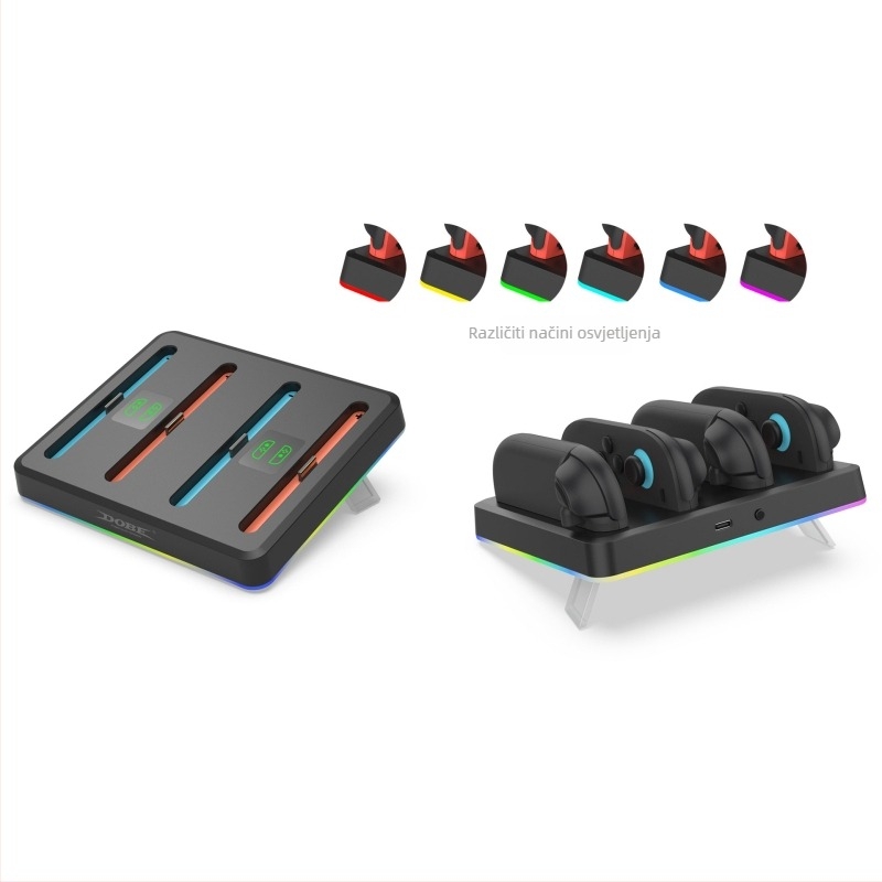 DOBE TNS-3160 Stanica za punjenje Switch2 za lijevu i desnu kontrolu - Četiri u jednom s RGB osvjetljenjem