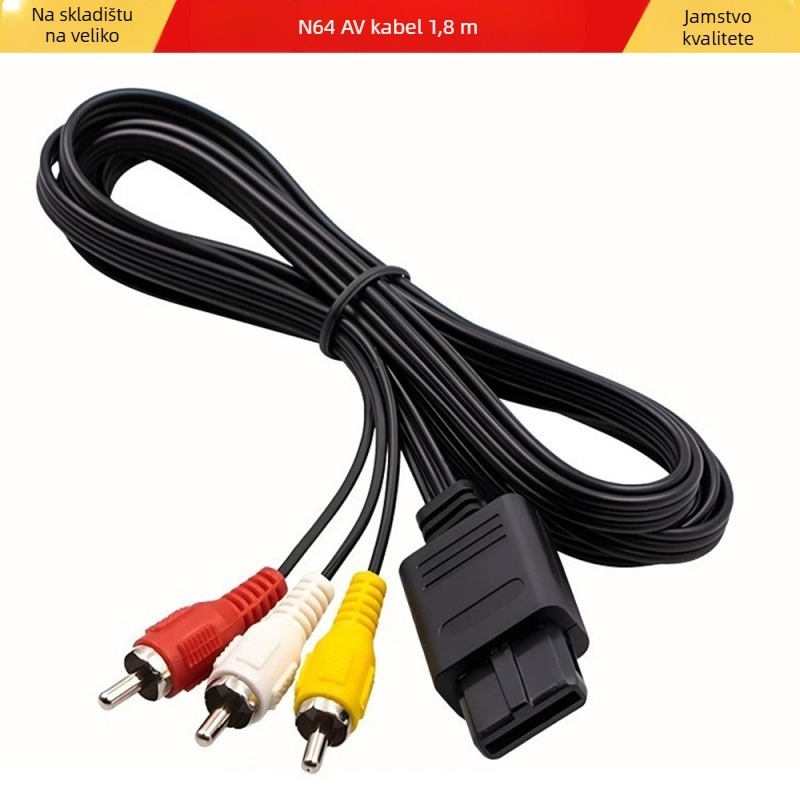 AV kabel za N64/SNES/GameCube — bakreno obloženo čelično jezgro, PVC izolacija, AV audio/video linije