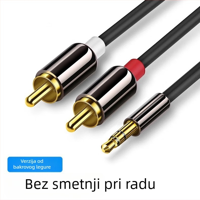 Audio kabel, 3,5 mm stereo na dva RCA muška konektora, model BL-161, zlatno presvučen, OFC bakar, za računalo/mobilni telefon/TV do pojačala/subwoofera
