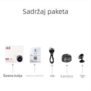 A9 Bežična kamera za kućnu sigurnost s 1080P noćnim vidom, Wi‑Fi, snimanje videa i fotografije