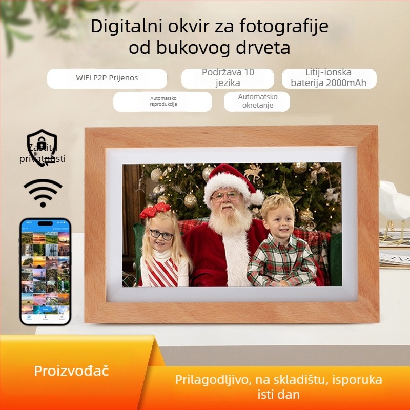 7-inčni digitalni okvir za fotografije sa WiFi, reprodukcijom videa, 8 GB memorije