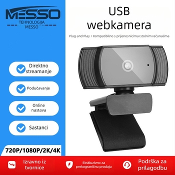 Web kamera za računalo, 1080P/2K/4K, USB 2.0, fiksni fokus, ugrađeni mikrofon, bez drivera