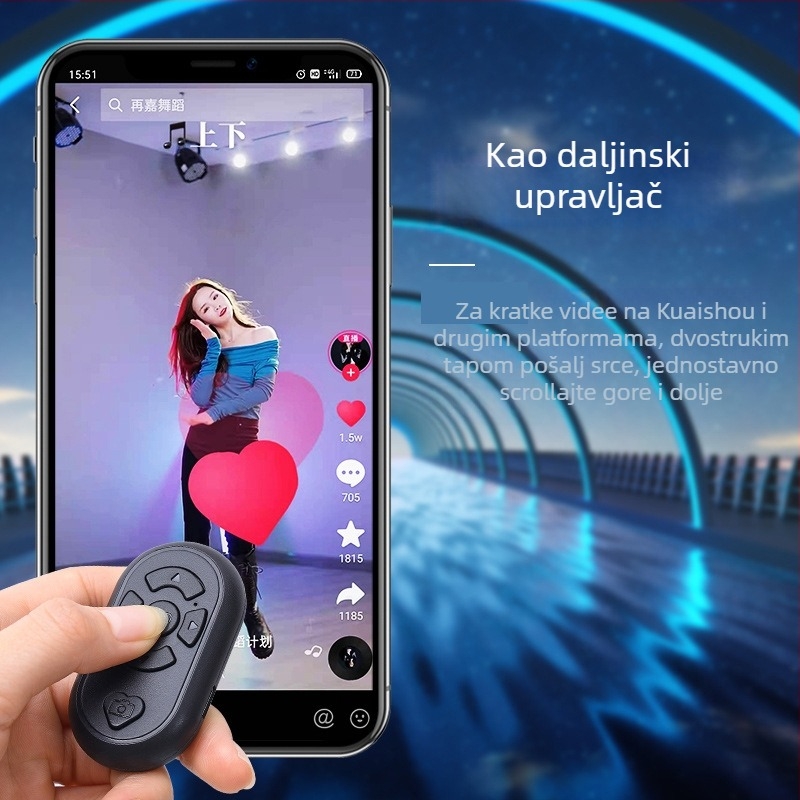 S6 Bluetooth daljinsko upravljanje za mobitel – S6, ponovno punjiva baterija, ABS + mekani silikon, Type-C sučelje, kompatibilno s Androidom i iOS-om