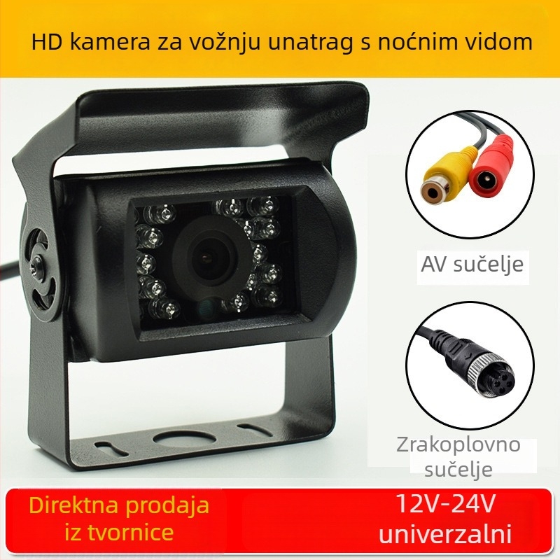 Univerzalna automobilska kamera 12V/24V sa svjetlom, noćnim vidom, širokim kutom, HD za automobile i kamione – kamera za vožnju unatrag za mrtve kutove