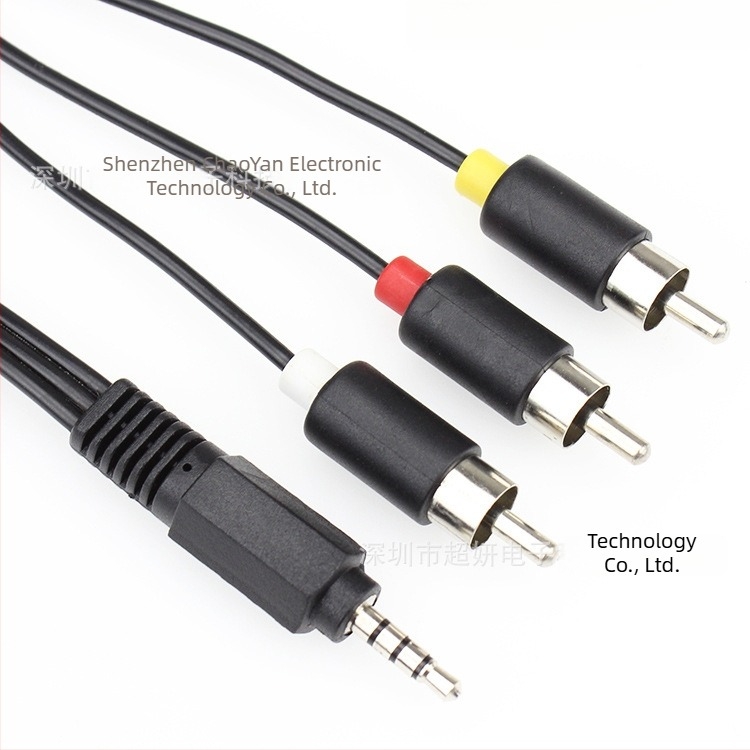 3,5 mm audio/video splitter kabel, 1 na 3 RCA konektora