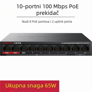 Mercury MSG10CPS 10-portni PoE prekidač, 100 Mbps Fast Ethernet, 65W PoE napajanje, model MS10CPS
