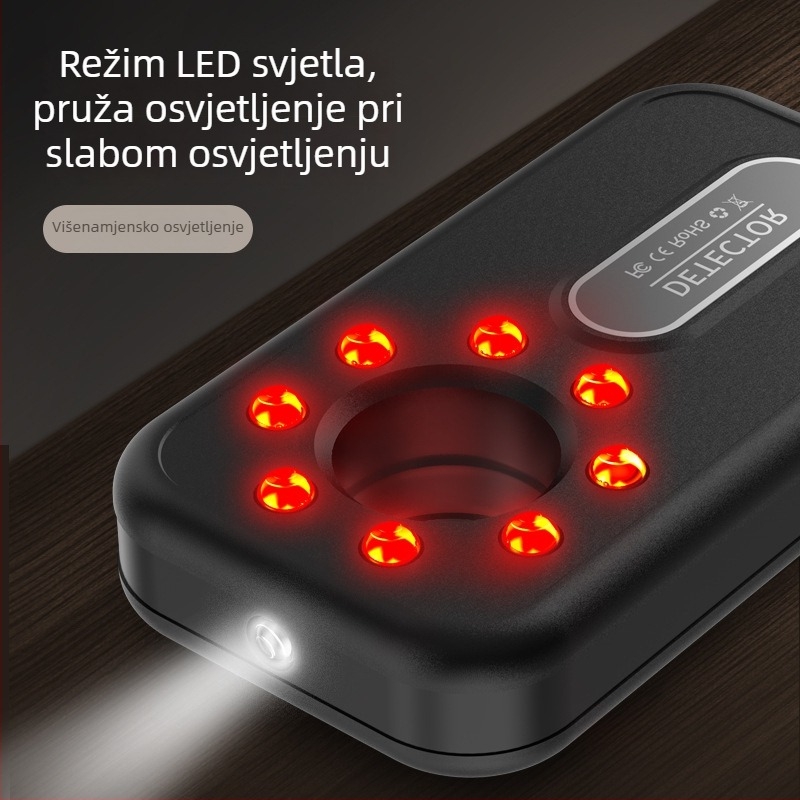 K96 bežični infracrveni detektor za otkrivanje skrivenih kamera u hotelima i iznajmljenim stanovima, frekvencijski pojas 1-8000 MHz, domet detekcije 0.1-10 m