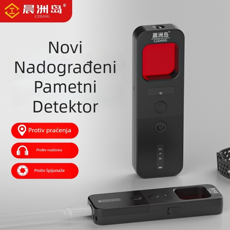 Bežični detektor protiv špijuna i kamera s infracrvenim otkrivanjem — raspon 10 MHz–5 GHz; domet 5 cm–10 m; 12V; zvukovno i svjetlosni alarm