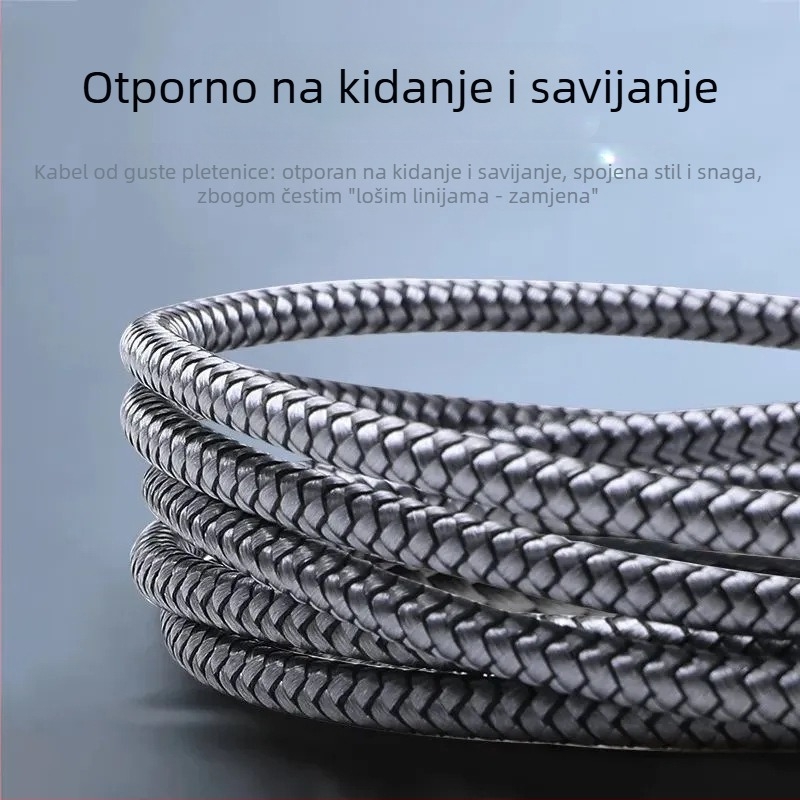 Type-C punjački kabel, pleteni – brzo punjenje; sučelje: Type-C; konektor s jednim glavom