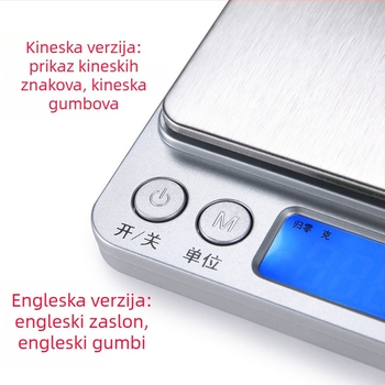Precizna vaga za nakit, model I2000, raspon mjerenja 0,01 g–3 kg, višenamjenska prijenosna vaga, porijeklo Dongguan, Guangdong.
