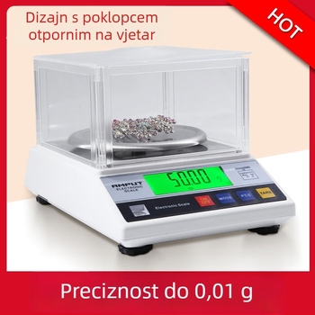 Stolna vaga s preciznošću 0,01 g za nakit i laboratorijsku upotrebu, elektronička vaga 300 g–2 kg
