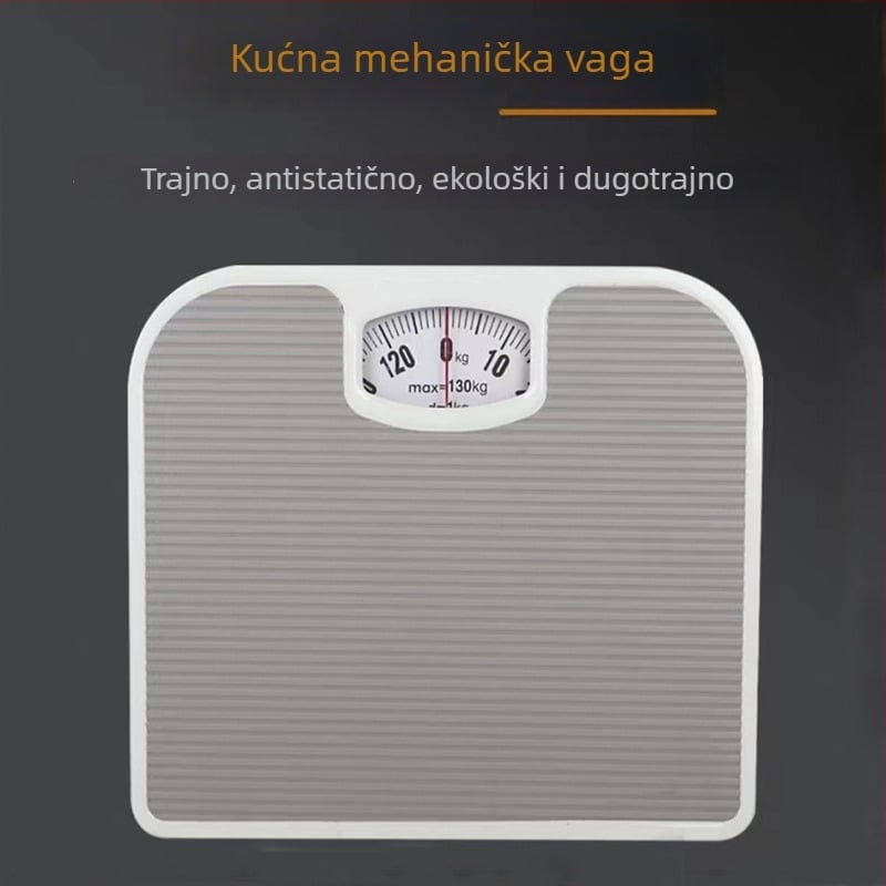 Vaga za kupaonicu s protukliznom PU kožnom površinom, mehanički sustav opružanja, bez elektronike, maksimalno 130 kg