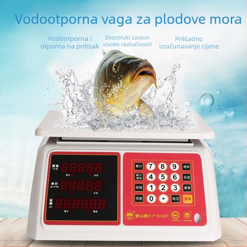 Xiangshan vodootporna elektronička vaga za označavanje cijena, 30 kg kapacitet, visoka preciznost, komercijalna vaga za tržište morskih plodova