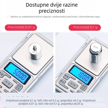 Visokoprecizna vaga za nakit, Elektronička vaga, Kompaktna kućna vaga za zlato i nakit, Točno mjerenje u gramima