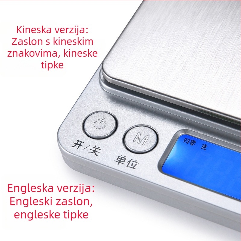 Visoko precizna vaga za nakit 0.01 g, mini digitalna džepna vaga, prijenosna kuhinjska vaga 0.1 g, točna vaga za hranu