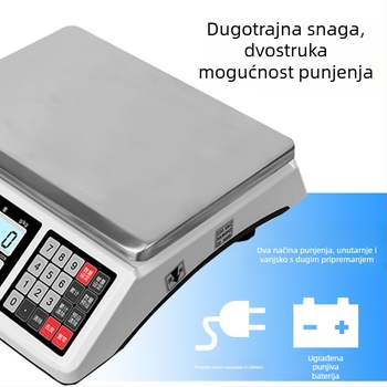 TSC-C Digitalna brojna vaga, 1,5–30 kg raspon, preciznost 0,01 g, industrijska elektronička vaga, napajanje: integrirana baterija/220V