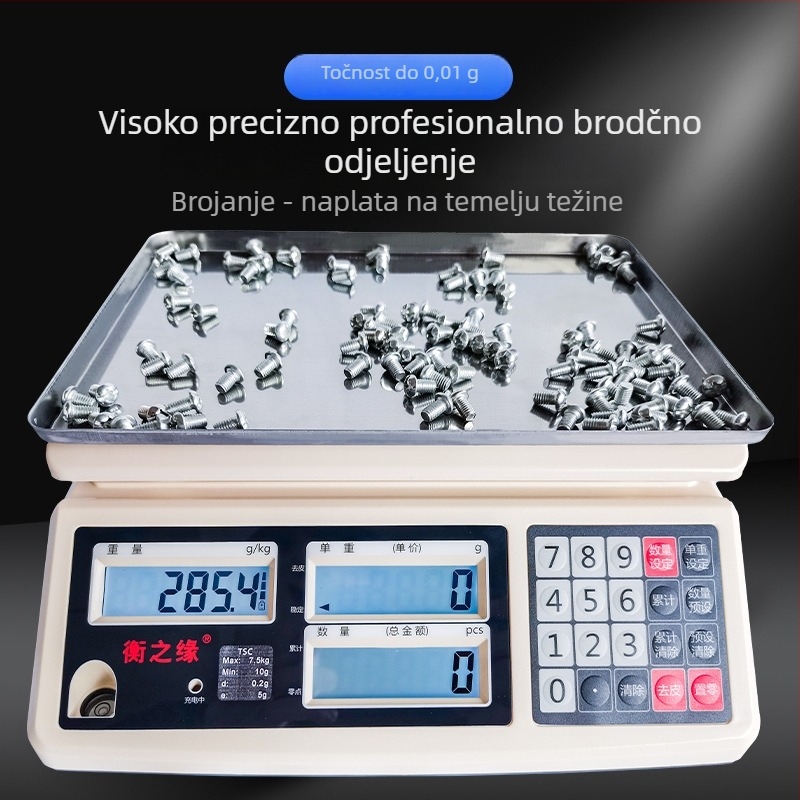 TSC-C Digitalna brojna vaga, 1,5–30 kg raspon, preciznost 0,01 g, industrijska elektronička vaga, napajanje: integrirana baterija/220V
