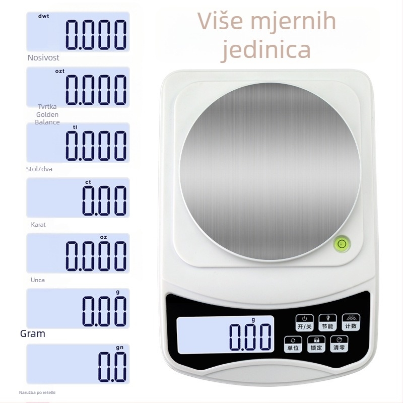 Changxie Electronics 598A Kuhinjska vaga, visoka preciznost, 0,01–500 g, kompaktna digitalna vaga