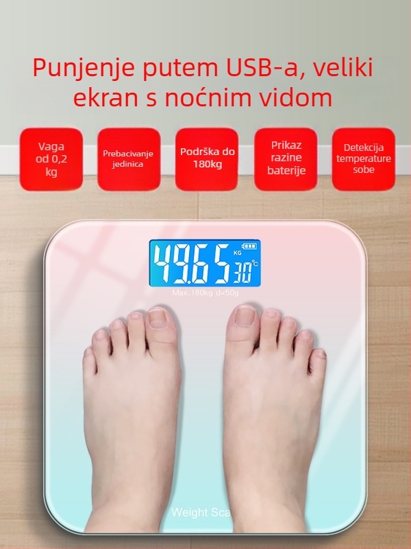 Punjiva elektronička vaga za kućnu upotrebu – dječja vaga, kompaktno mjerenje tjelesne težine