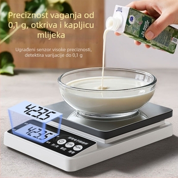 Visoko precizna digitalna kuhinjska vaga – vodootporna, kompaktna, mala za hranu, pečenje, kavu i voće