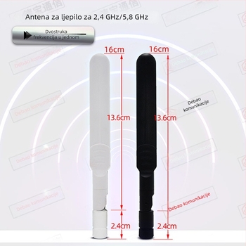 2.4/5.8 GHz dvopojasna WiFi antena za usmjerivač, omnidirekcionalna, sklopiva, 8 dBi, SMA unutarnja igla, 50 Ω, SWR ≤1.5
