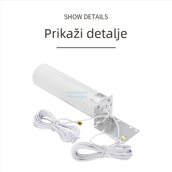 4G gun-barrel antena, omnidirektna vanjska antena za usmjerivač i modem, raspon frekvencija 698-960/1710-2700 MHz, 50 Ω, VSWR ≤ 2.5, 220 V