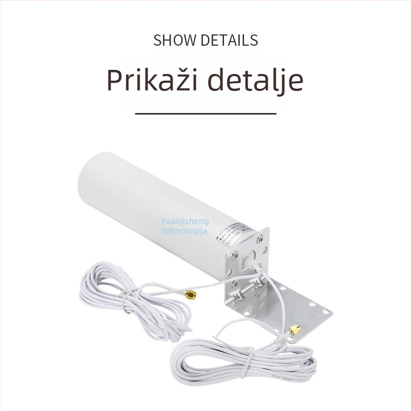 4G gun-barrel antena, omnidirektna vanjska antena za usmjerivač i modem, raspon frekvencija 698-960/1710-2700 MHz, 50 Ω, VSWR ≤ 2.5, 220 V